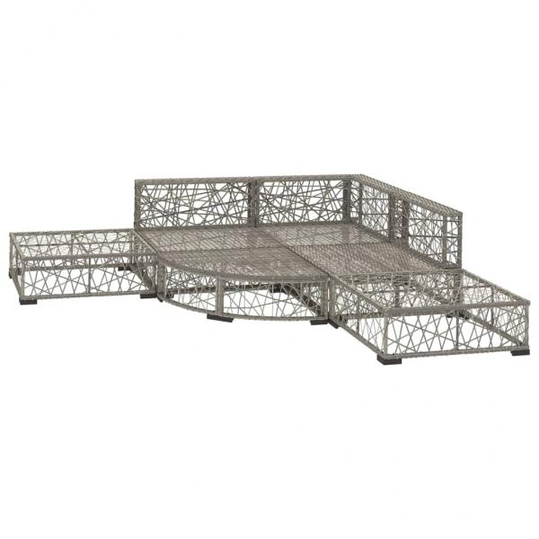 6-tlg. Garten-Lounge-Set mit Kissen Poly Rattan Grau