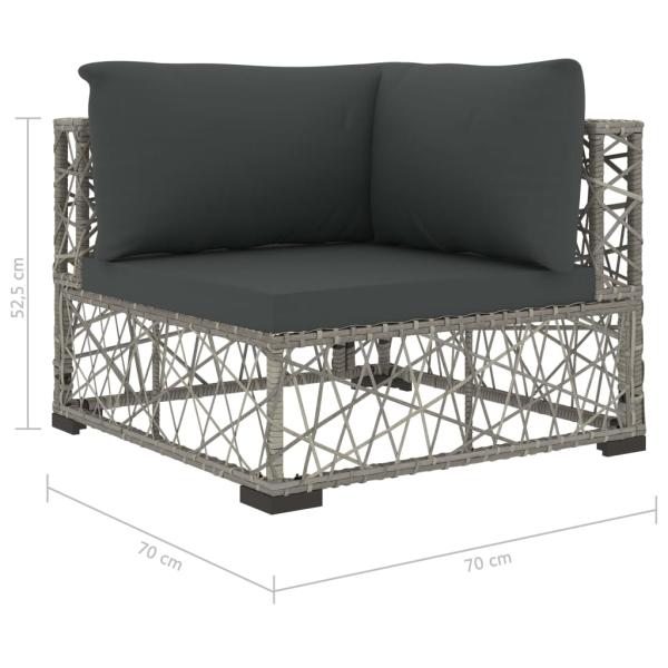 6-tlg. Garten-Lounge-Set mit Kissen Poly Rattan Grau