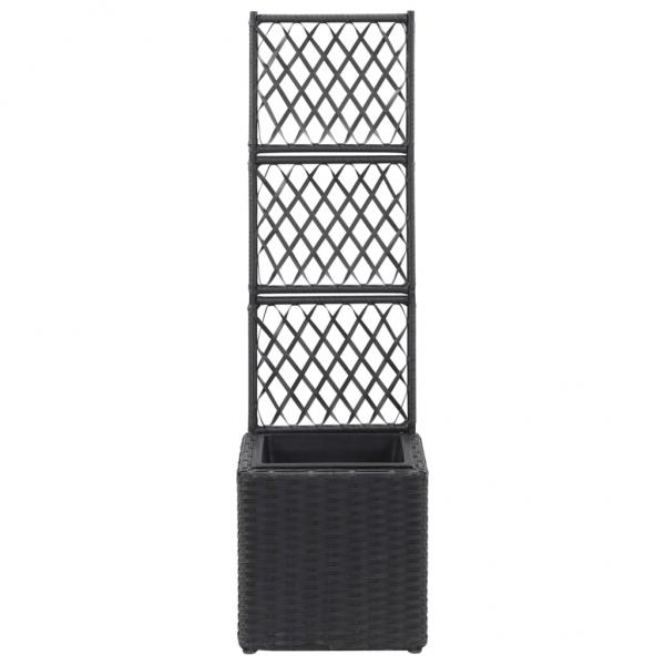 ARDEBO.de - Hochbeet mit Rankgitter 1 Topf 30x30x107cm Poly Rattan Schwarz