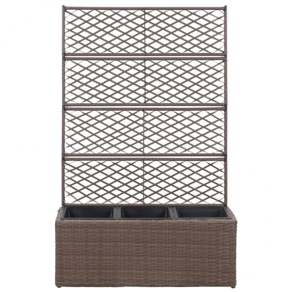 ARDEBO.de - Hochbeet mit Rankgitter 3 Töpfe 83×30×130cm Poly Rattan Braun