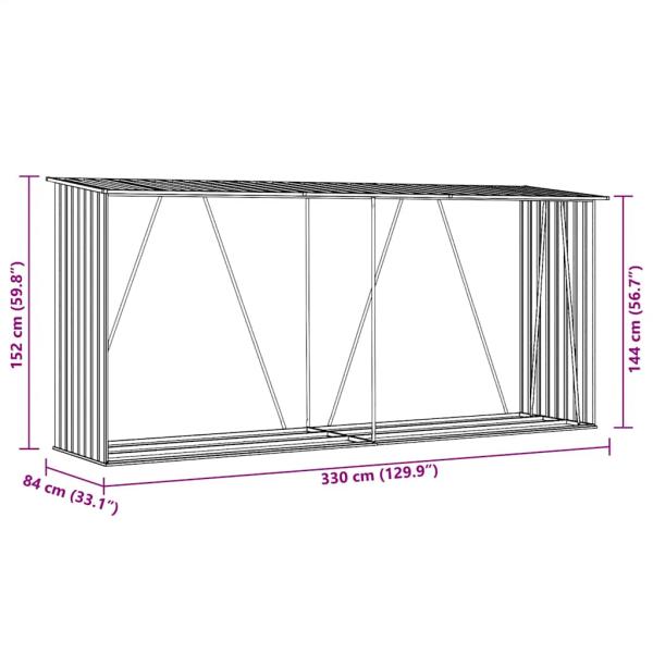 Brennholzlager Verzinkter Stahl 330x84x152 cm Grün