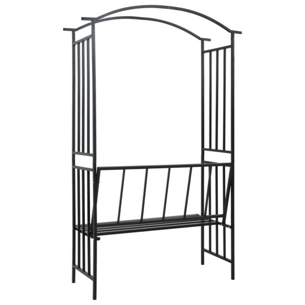 Rosenbogen mit Bank Schwarz 128x50x207 cm Eisen 