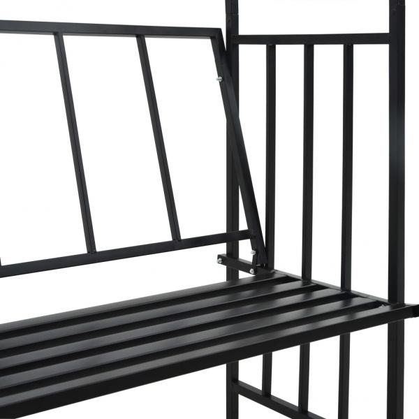 Rosenbogen mit Bank Schwarz 128x50x207 cm Eisen 