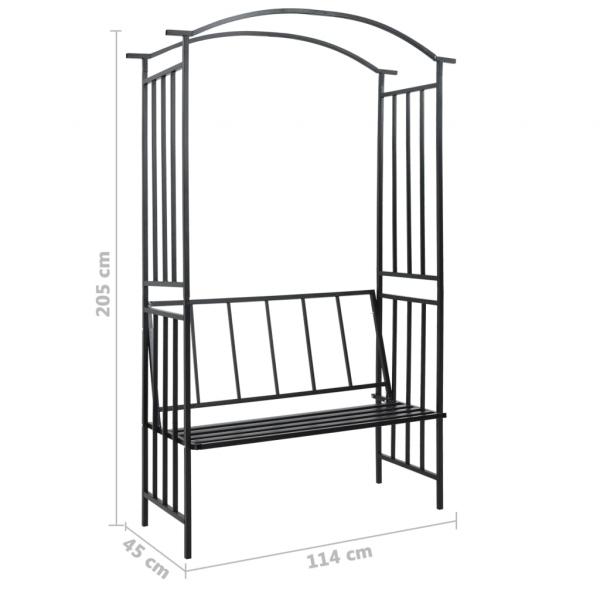 Rosenbogen mit Bank Schwarz 128x50x207 cm Eisen 