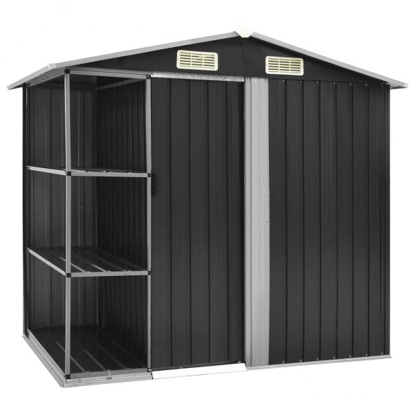 ARDEBO.de - Gartenhaus mit Regal Anthrazit 205x130x183 cm Eisen