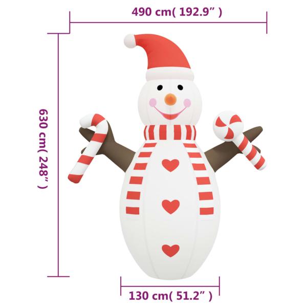 ARDEBO.de - Aufblasbarer Schneemann mit LEDs 630 cm