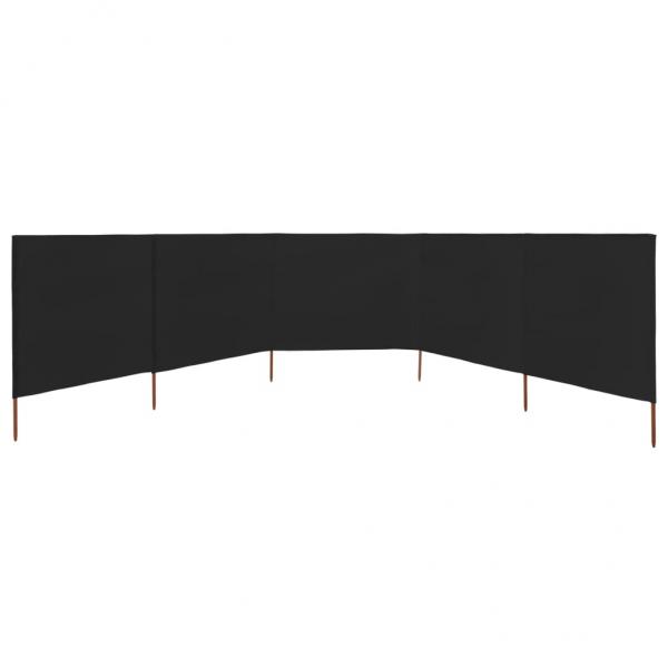 5-teiliges Windschutzgewebe 600 x 80 cm Schwarz 