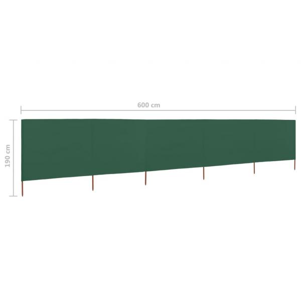 5-teiliges Windschutzgewebe 600 x 160 cm Grün