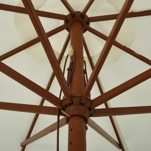 Sonnenschirm mit Holzmast 330 cm Sandweiß