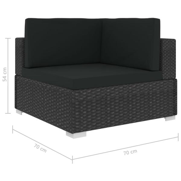 ARDEBO.de - 6-tlg. Garten-Lounge-Set Schwarz mit Auflagen Poly Rattan