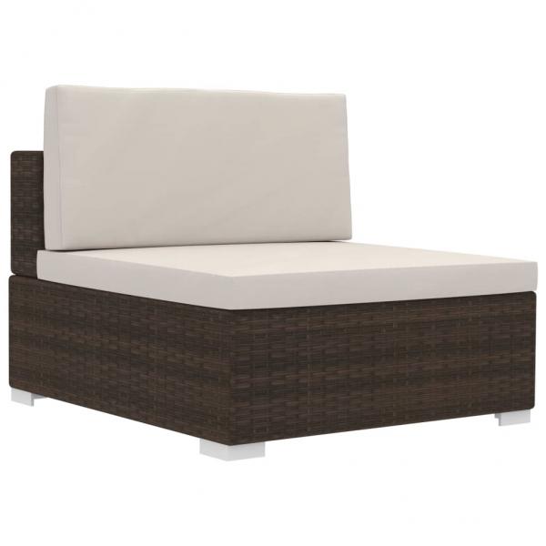 3-tlg. Garten-Sofagarnitur mit Auflagen Poly Rattan Braun