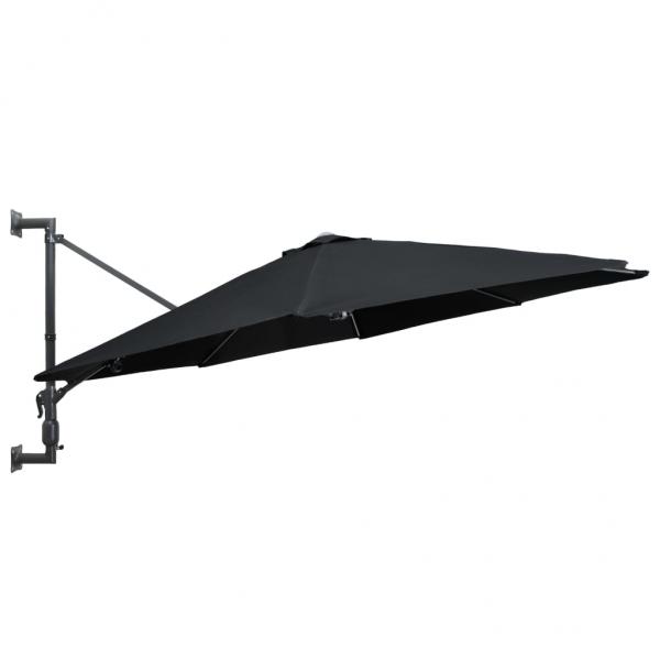 Sonnenschirm Wandmontage mit Metallmast 300 cm Schwarz