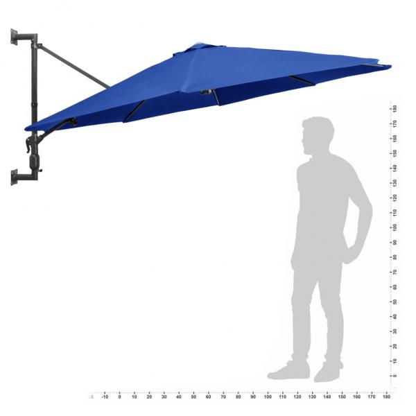 Sonnenschirm Wandmontage mit Metallmast 300 cm Blau