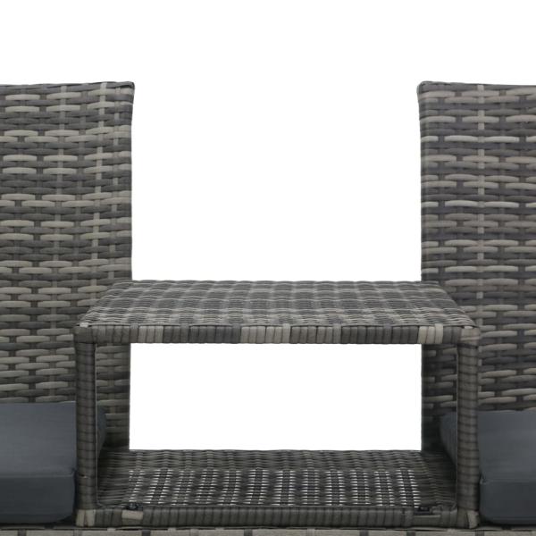 2-Sitzer-Gartensofa mit Teetisch Poly Rattan Anthrazit