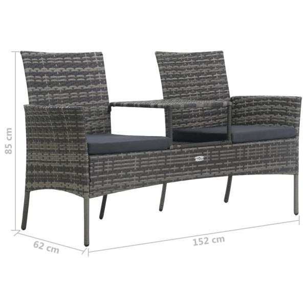 2-Sitzer-Gartensofa mit Teetisch Poly Rattan Anthrazit