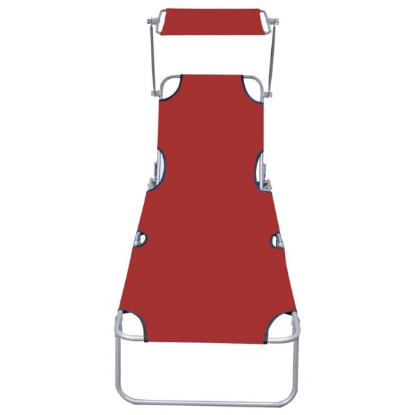Klappliege mit Sonnendach Rot Aluminium
