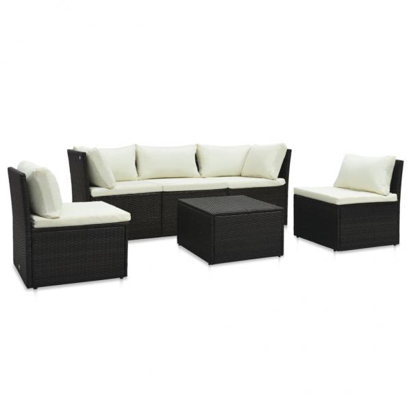 ARDEBO.de - 4-tlg. Garten-Lounge-Set mit Kissen Poly-Rattan Braun