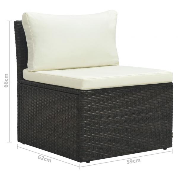 4-tlg. Garten-Lounge-Set mit Kissen Poly-Rattan Braun