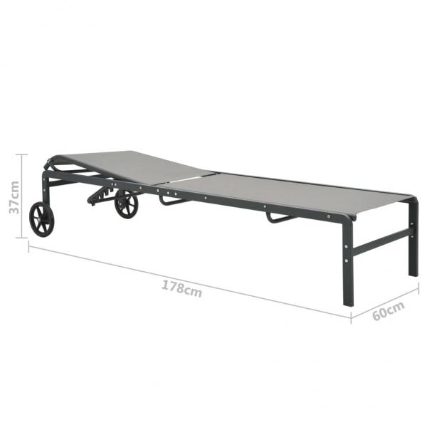 Sonnenliegen 2 Stk. mit Tisch Textilene und Stahl