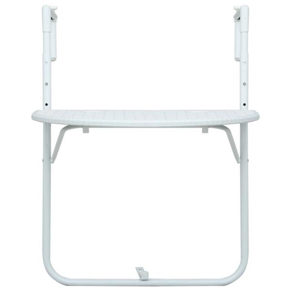 ARDEBO.de - Balkonhängetisch Weiß 60 x 64 x 83,5 cm Kunststoff Rattanoptik