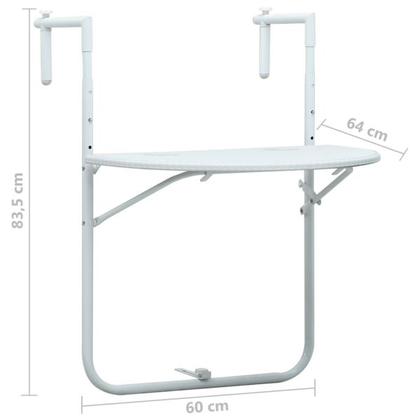 Balkonhängetisch Weiß 60 x 64 x 83,5 cm Kunststoff Rattanoptik