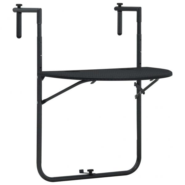 ARDEBO.de - Balkonhängetisch Schwarz 60x64x83,5 cm Kunststoff Rattanoptik