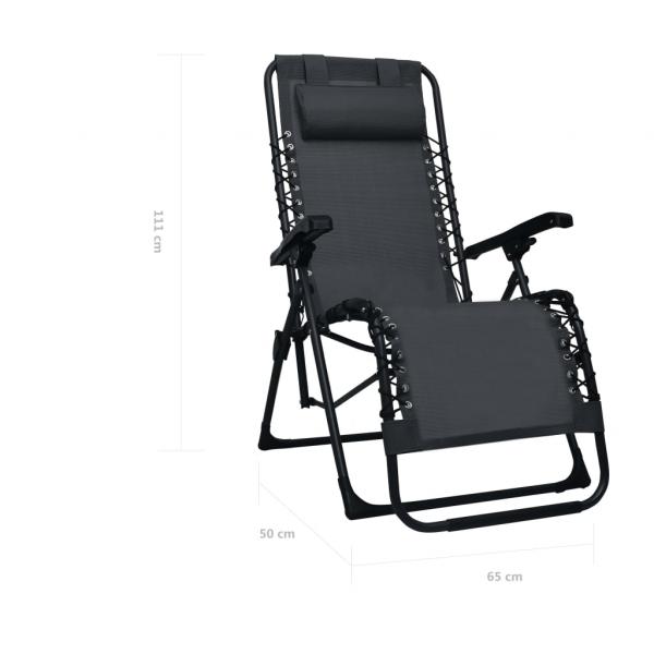 Klappbarer Liegestuhl Schwarz Textilene