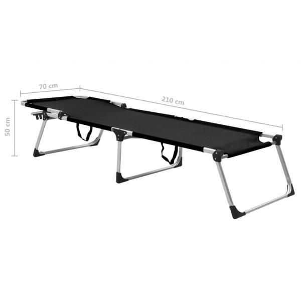 Extra Hohe Klappbare Senioren-Sonnenliege Schwarz Aluminium