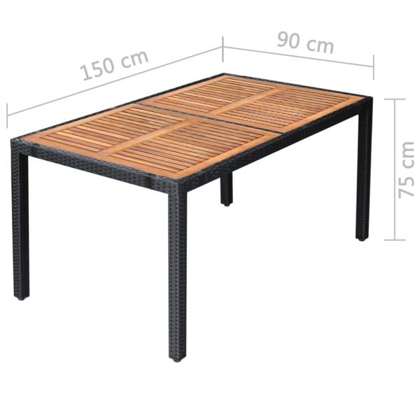 9-tlg. Garten-Essgruppe Poly-Rattan Akazienholz Schwarz