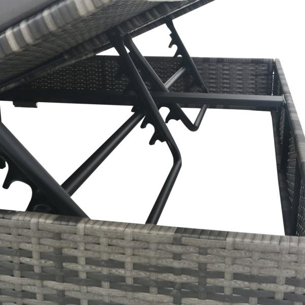 ARDEBO.de - Outdoor-Loungebett mit Sonnenschirm Poly Rattan Grau