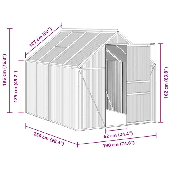 Gewächshaus Anthrazit Aluminium 4,75 m²
