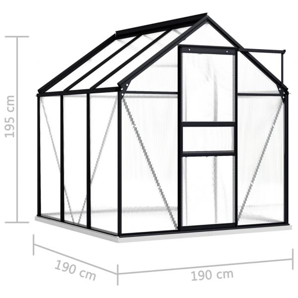 Gewächshaus mit Fundament Anthrazit Aluminium 3,61 m²