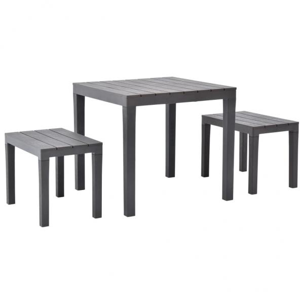 ARDEBO.de - Gartentisch mit 2 Bänken Kunststoff Braun