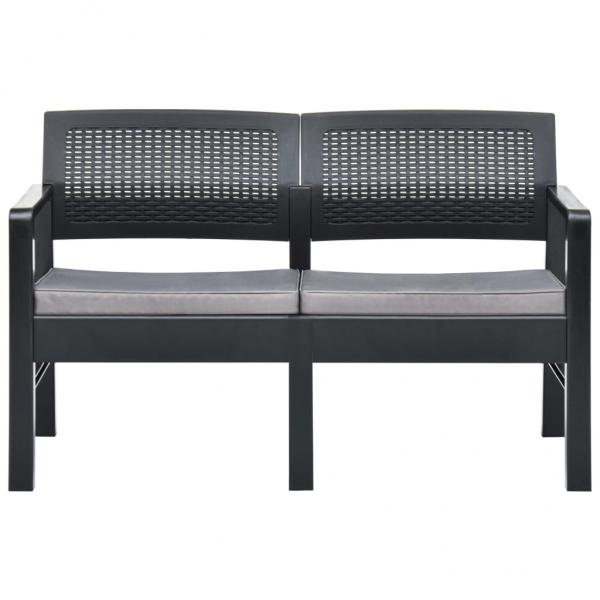 ARDEBO.de - 2-Sitzer-Gartenbank mit Auflagen 120 cm Kunststoff Anthrazit