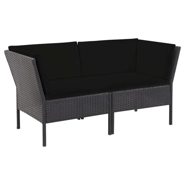 6-tlg. Garten-Lounge-Set mit Auflagen Poly Rattan Schwarz