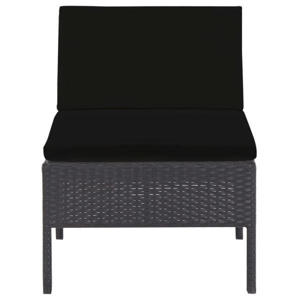 6-tlg. Garten-Lounge-Set mit Auflagen Poly Rattan Schwarz