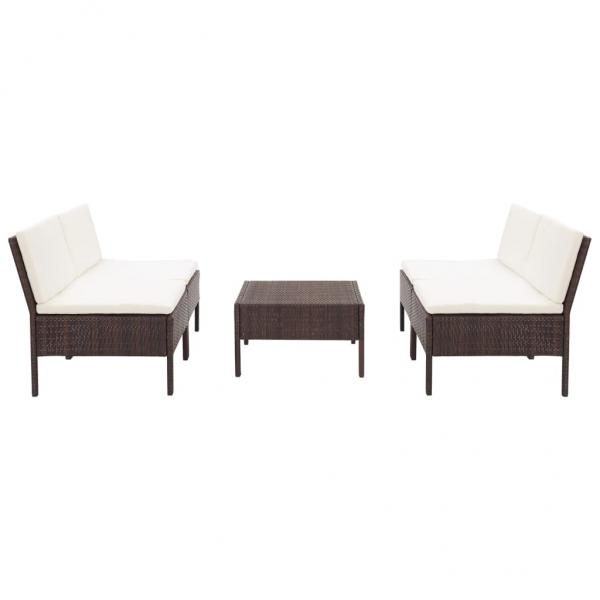 ARDEBO.de - 5-tlg. Garten-Sofagarnitur mit Auflagen Poly Rattan Braun