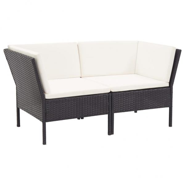 ARDEBO.de - 6-tlg. Garten-Lounge-Set mit Auflagen Poly Rattan Schwarz