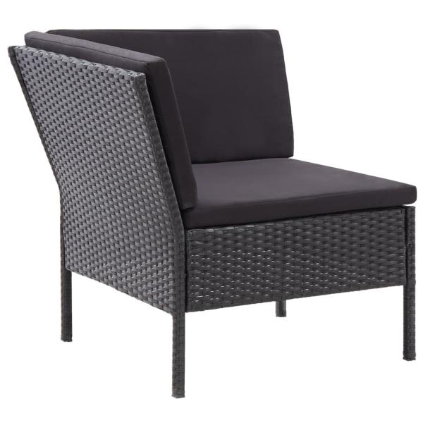 6-tlg. Garten-Lounge-Set mit Auflagen Poly Rattan Schwarz