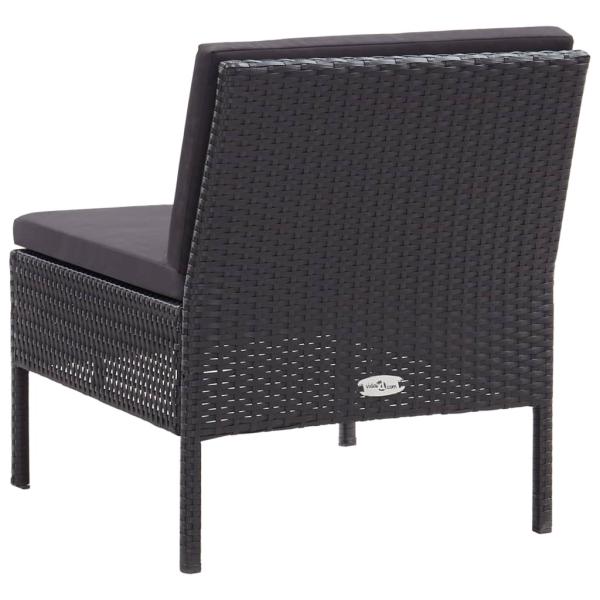 ARDEBO.de - 3-tlg. Garten-Lounge-Set mit Auflagen Poly Rattan Schwarz