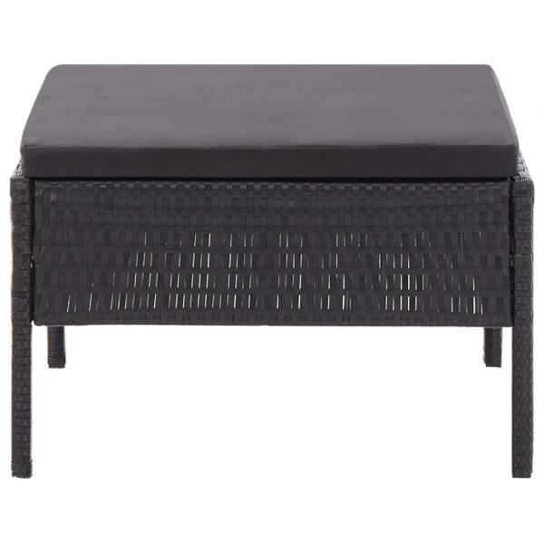 3-tlg. Garten-Lounge-Set mit Auflagen Poly Rattan Schwarz