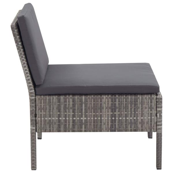 3-tlg. Garten-Lounge-Set mit Auflagen Poly Rattan Grau