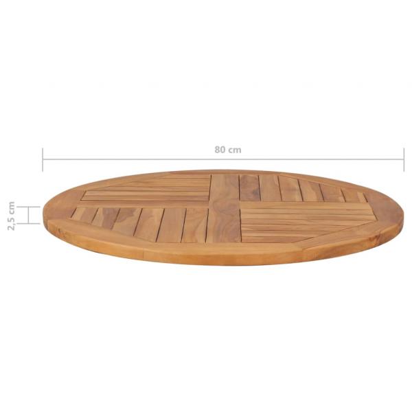 Tischplatte Massivholz Teak Rund 2,5 cm 80 cm