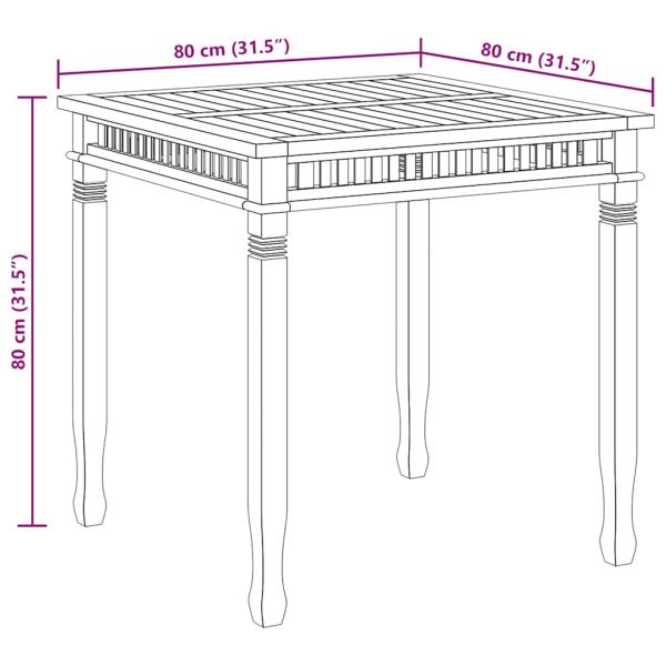 Garten-Esstisch 80x80x80 cm Massivholz Teak