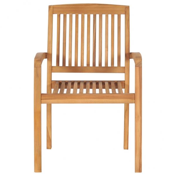 Garten-Essstühle 2 Stk. Stapelbar Teak Massivholz