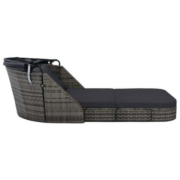 Sonnenliege mit Dach Poly Rattan Anthrazit