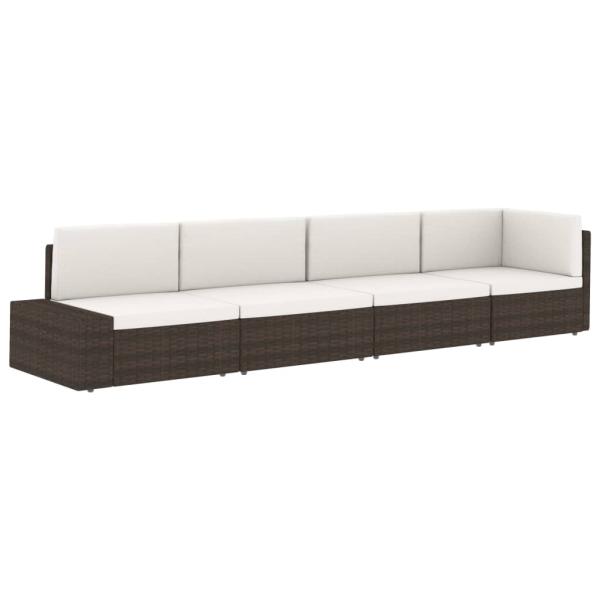 ARDEBO.de - Modulares Sofa-Eckteil mit Armlehne (links) Poly Rattan Braun