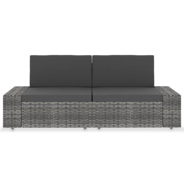Modulares 2-Sitzer-Sofa Poly Rattan Grau