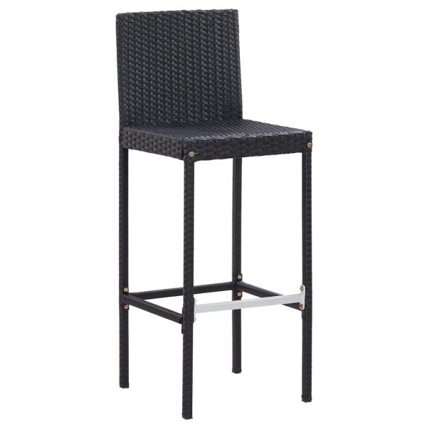 ARDEBO.de - 7-tlg. Gartenbar-Set mit Kissen Poly-Rattan Schwarz