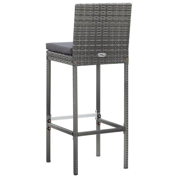 ARDEBO.de - 7-tlg. Gartenbar-Set mit Auflagen Poly Rattan Grau